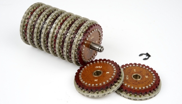 Two cipher wheels taken off the spindle