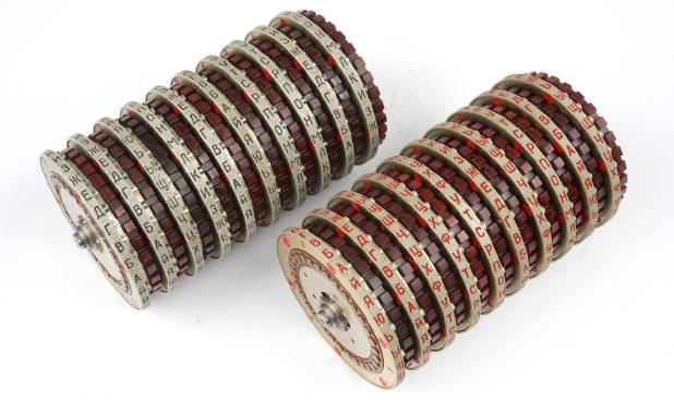 The standard cipher wheels (left) and the spare wheels (right)