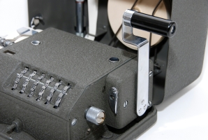 The handle in the upright position