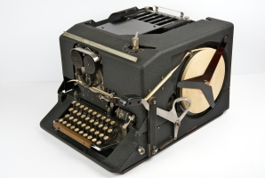 Right angle view of the SIGABA, showing the paper path.