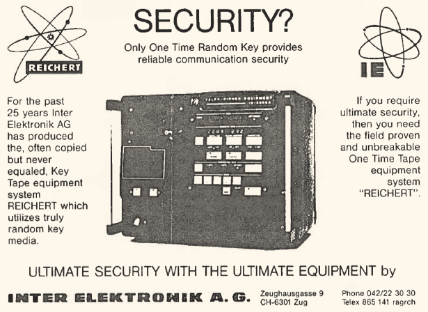Advert in Armada International of June 1984, showing the Reichert and Inter-Elektronik logos side-by-side [4].